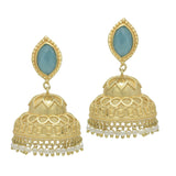 Aqua Chalcedony Pearl  Jhumki Stud Earrings