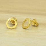 925 Sterling Silver Gold Silver Plated Metal Round Stud Earrings