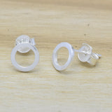 925 Sterling Silver Gold Silver Plated Metal Round Stud Earrings