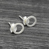 925 Sterling Silver Gold Silver Plated Metal Round Stud Earrings