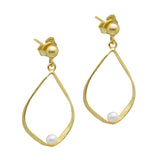 Pearl  with Metal Drop shape Earrings in 925 Silver