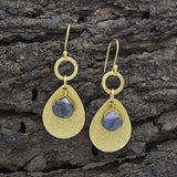 Labradorite Leaf Dangle Earrings