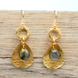 Labradorite Leaf Dangle Earrings