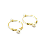 Pearl And Metal Beads Hoop Earrings