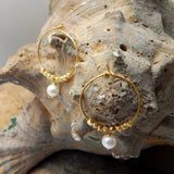 Pearl And Metal Beads Hoop Earrings