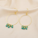 Pink Quartz Turquoise Dangle Earrings