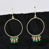 Pink Quartz Turquoise Dangle Earrings