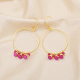 Pink Quartz Turquoise Dangle Earrings