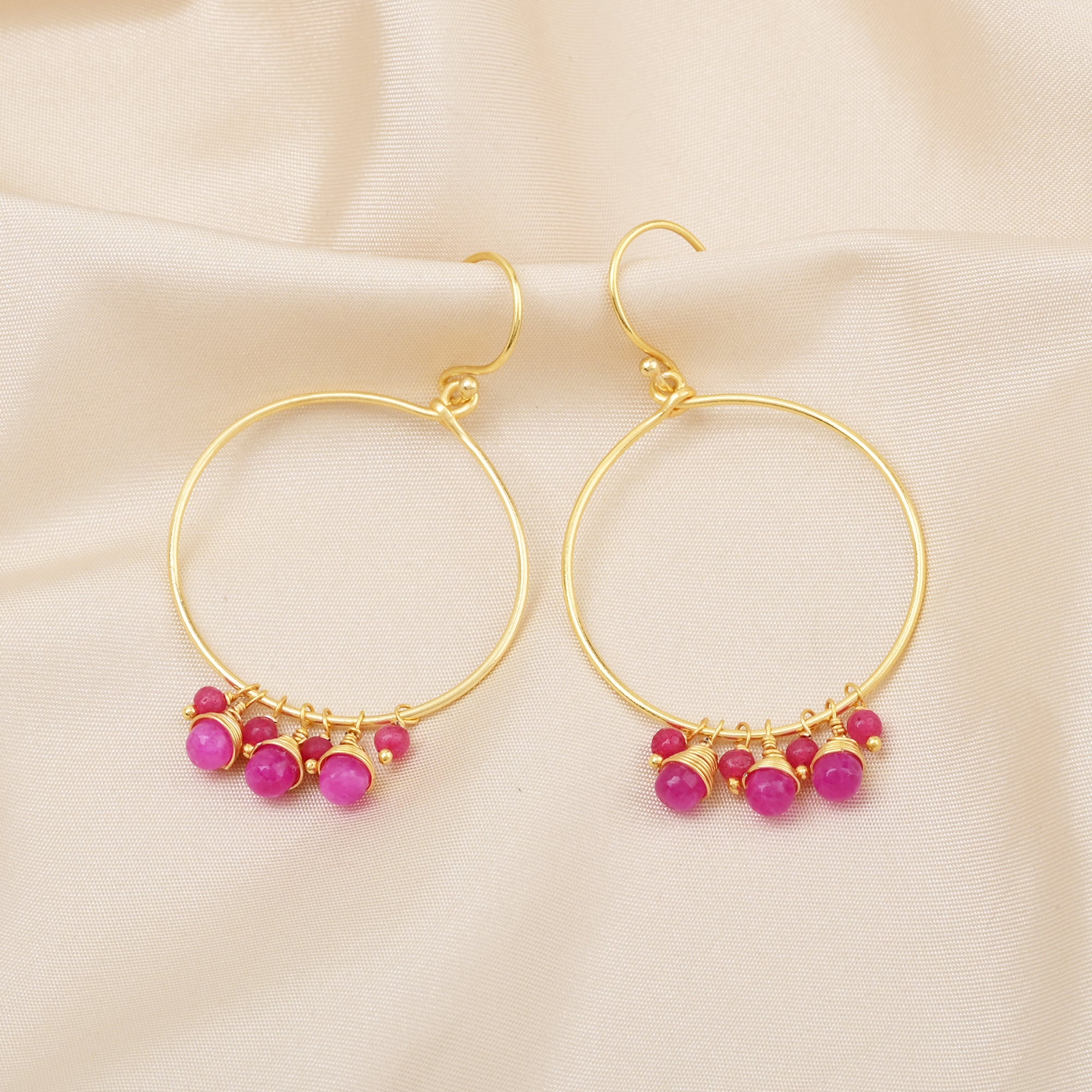 Pink Quartz Turquoise Dangle Earrings