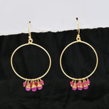 Pink Quartz Turquoise Dangle Earrings