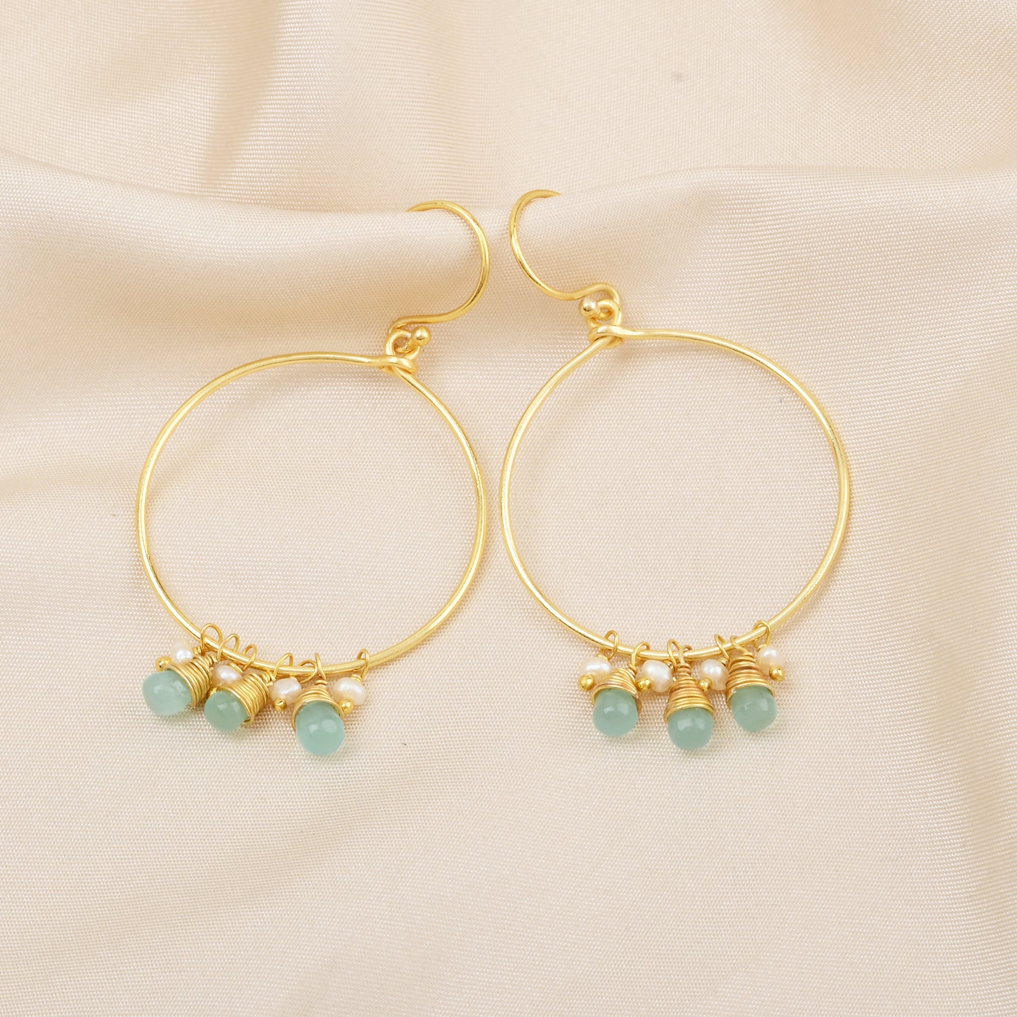Pink Quartz Turquoise Dangle Earrings