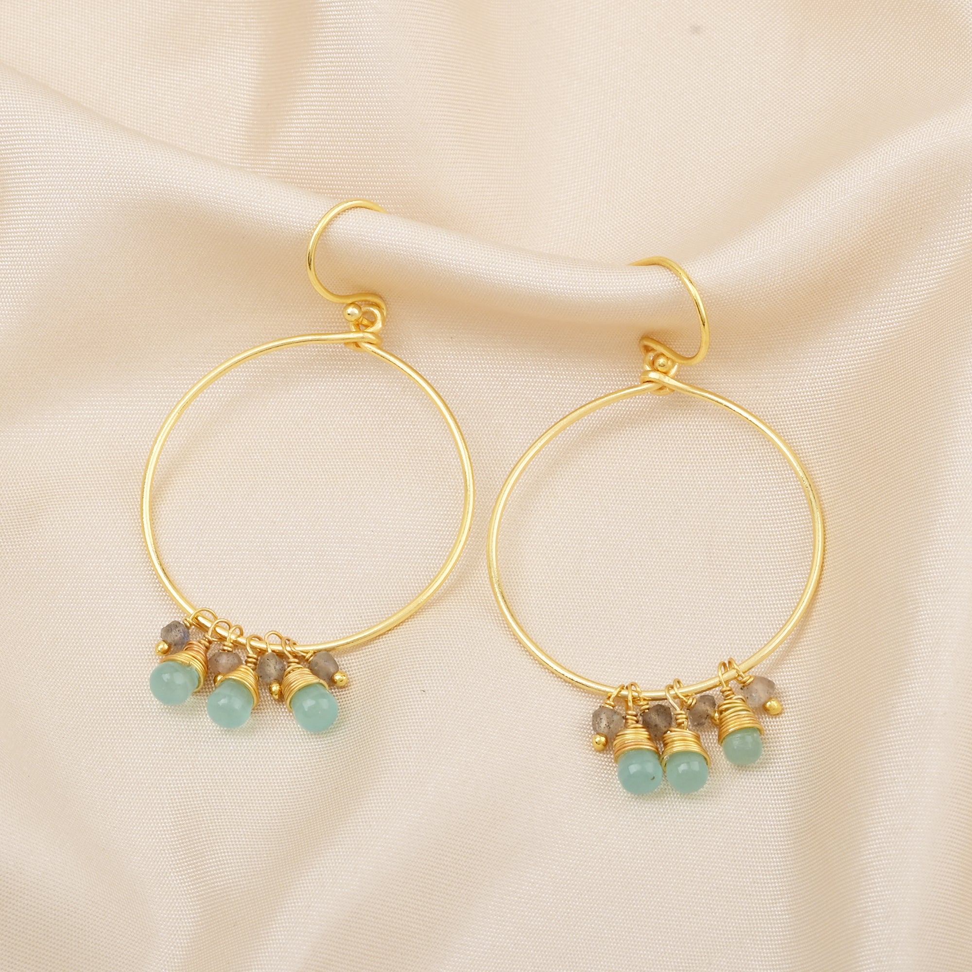 Pink Quartz Turquoise Dangle Earrings