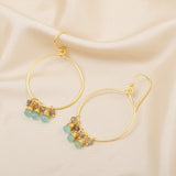 Pink Quartz Turquoise Dangle Earrings