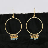 Pink Quartz Turquoise Dangle Earrings