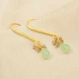 Pearl and Green Chalcy, Labradorite Dangle Earrings