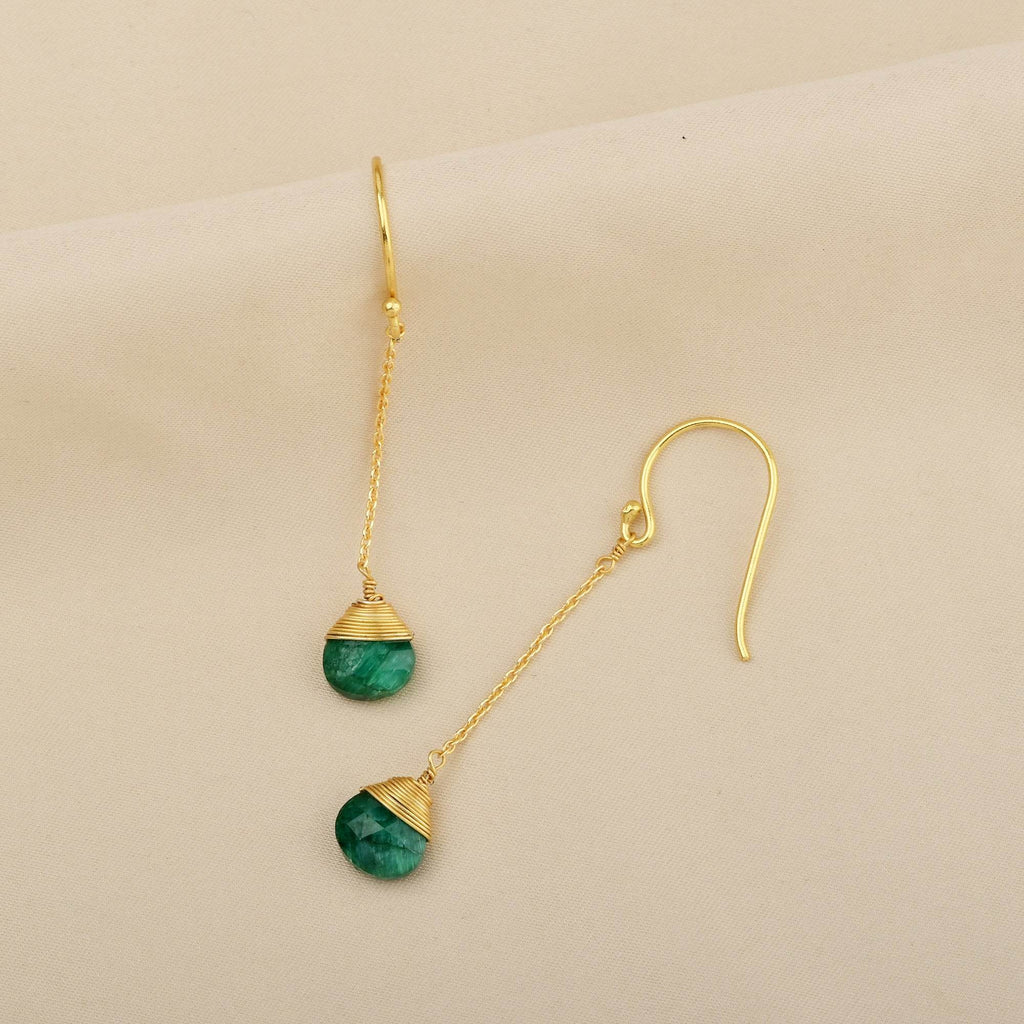 Natural Emerald Gemstone Earring - La Vitá Jewels