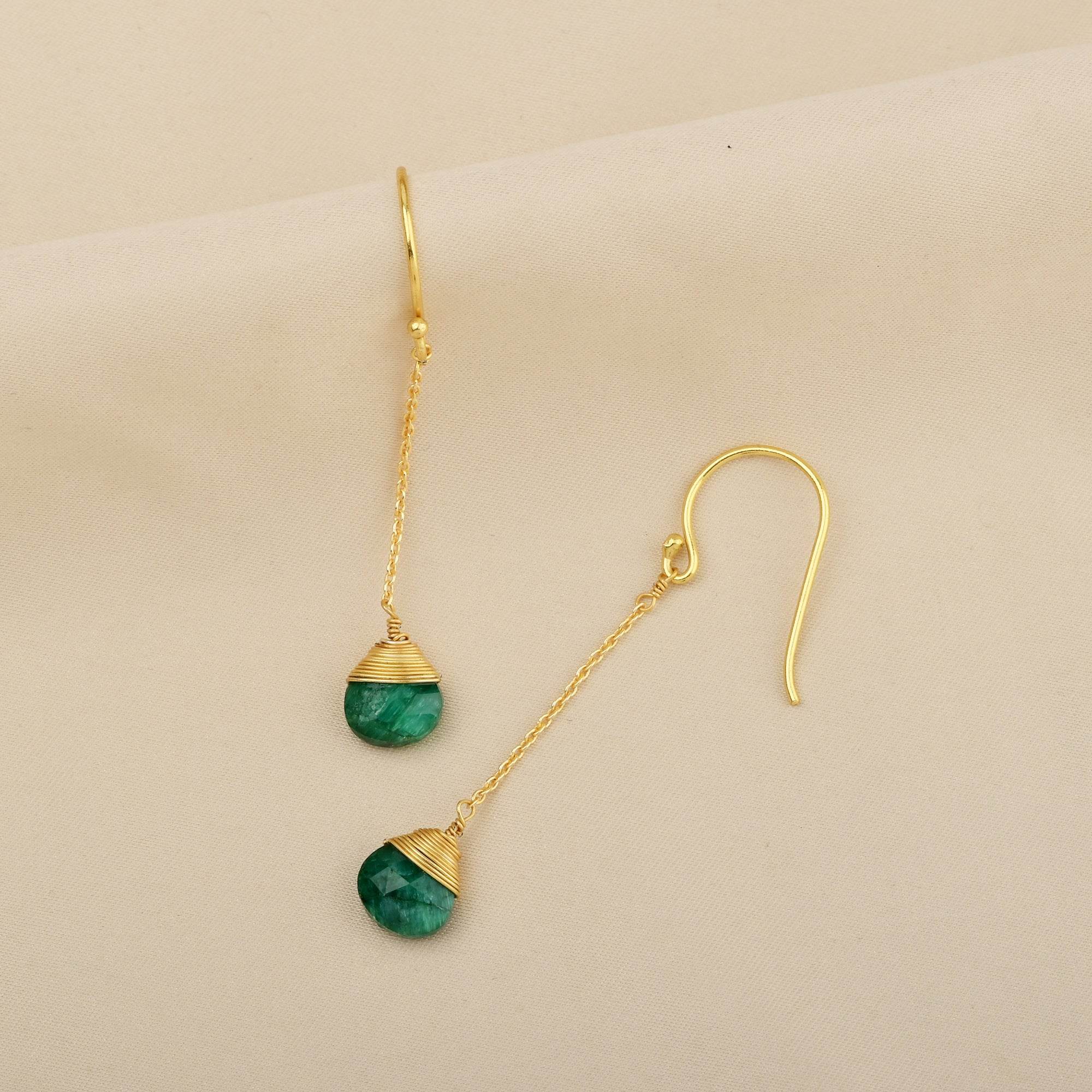 Natural Emerald Gemstone Earring - La Vitá Jewels