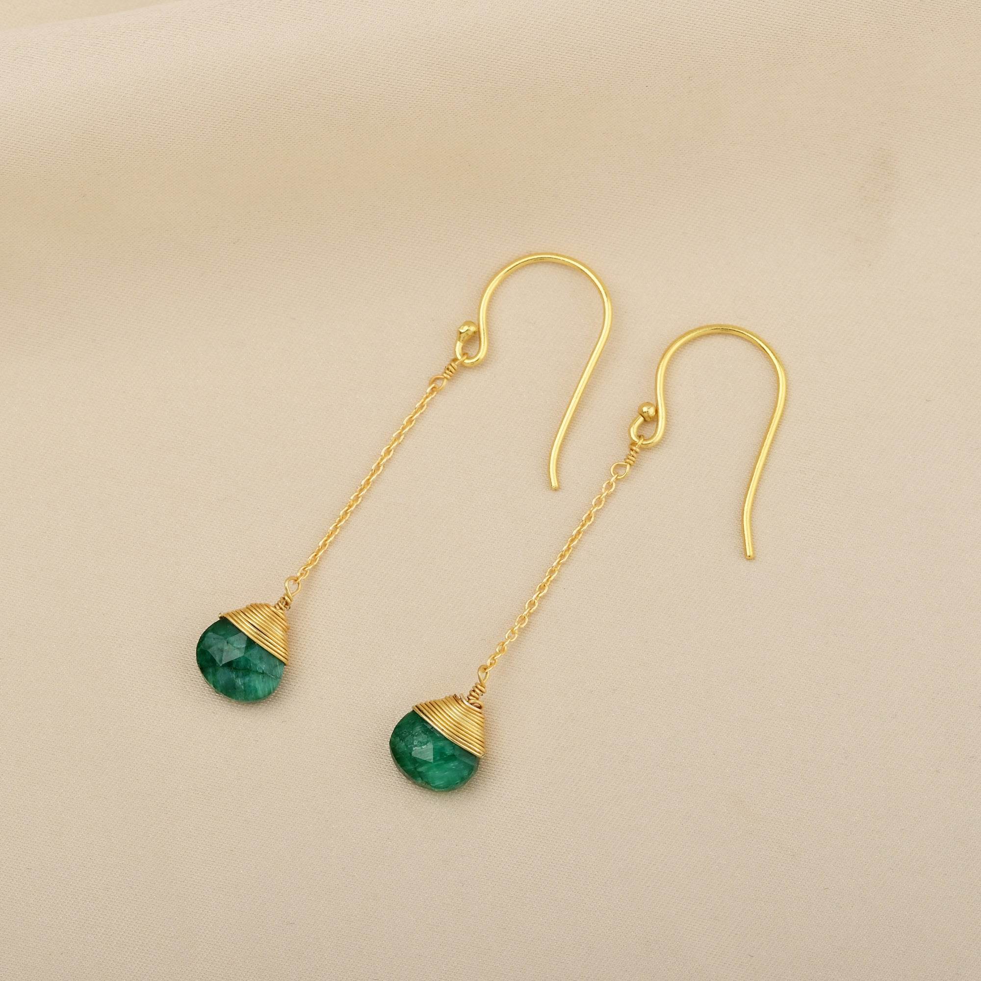 Natural Emerald Gemstone Earring - La Vitá Jewels
