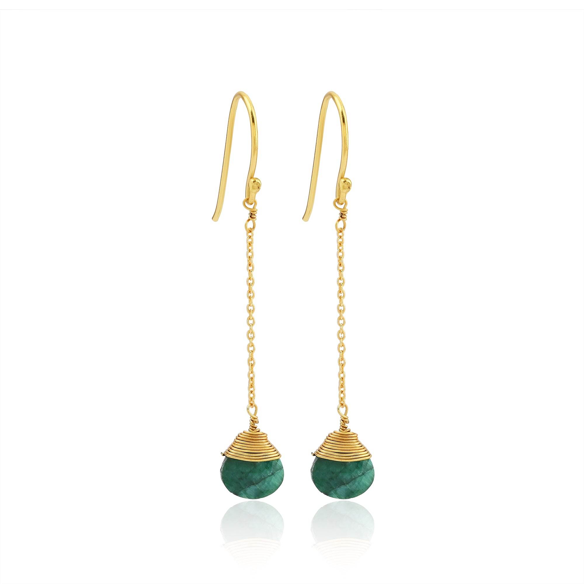 Natural Emerald Gemstone Earring - La Vitá Jewels