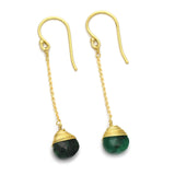 22k  Emerald  with Chain Dangle Earrings