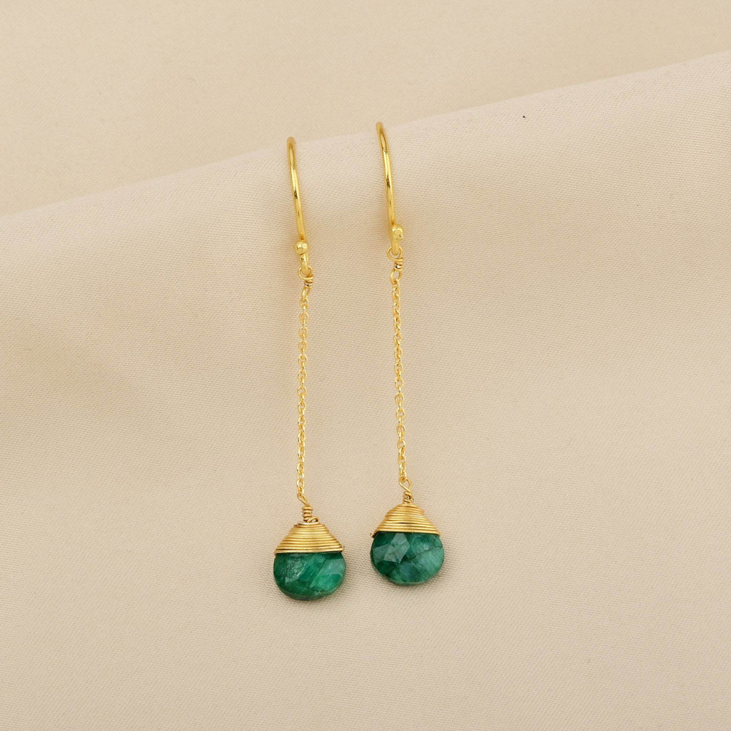 Natural Emerald Gemstone Earring - La Vitá Jewels