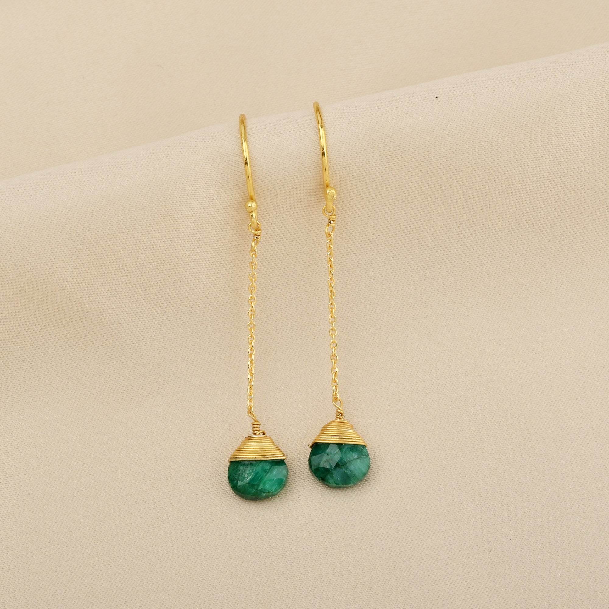 Natural Emerald Gemstone Earring - La Vitá Jewels