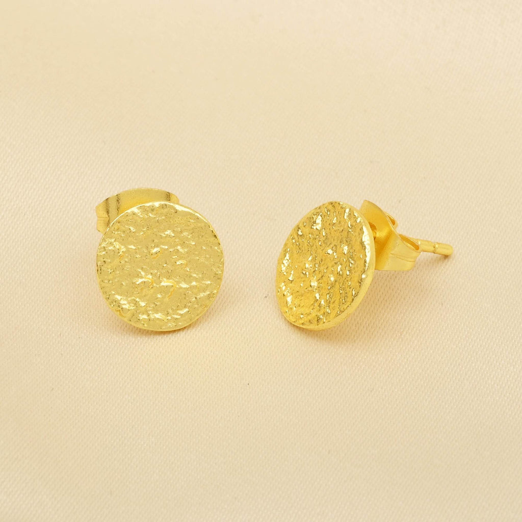 Round Hammered Stud Earrings - La Vitá Jewels