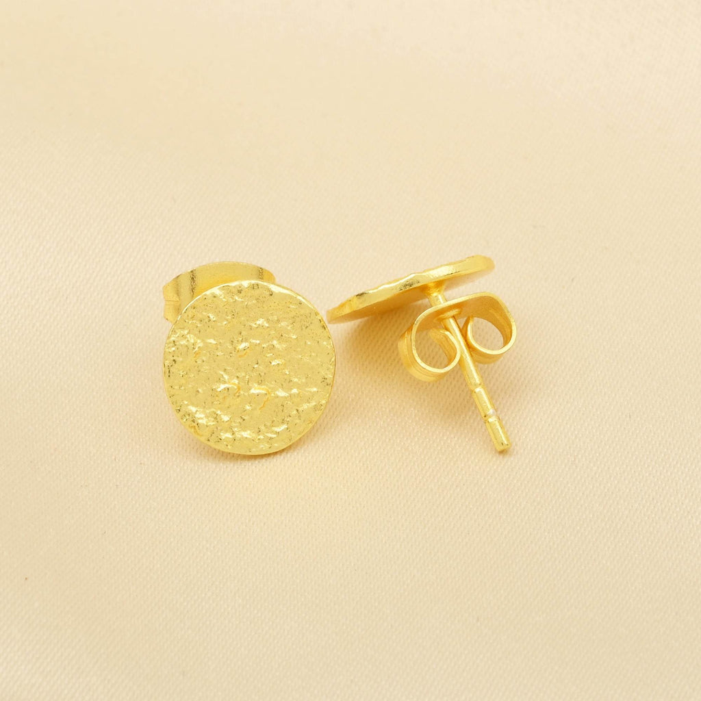 Round Hammered Stud Earrings - La Vitá Jewels