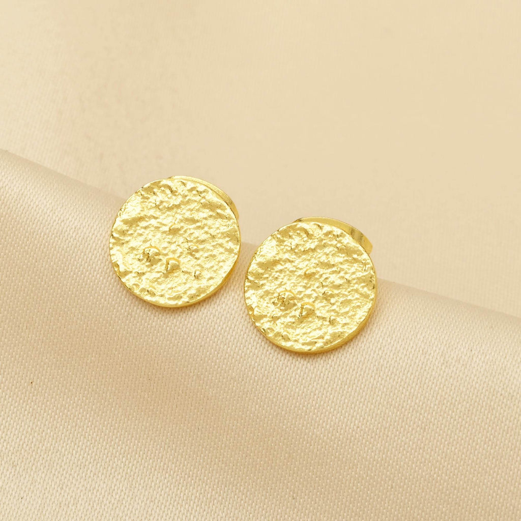 Round Hammered Stud Earrings - La Vitá Jewels