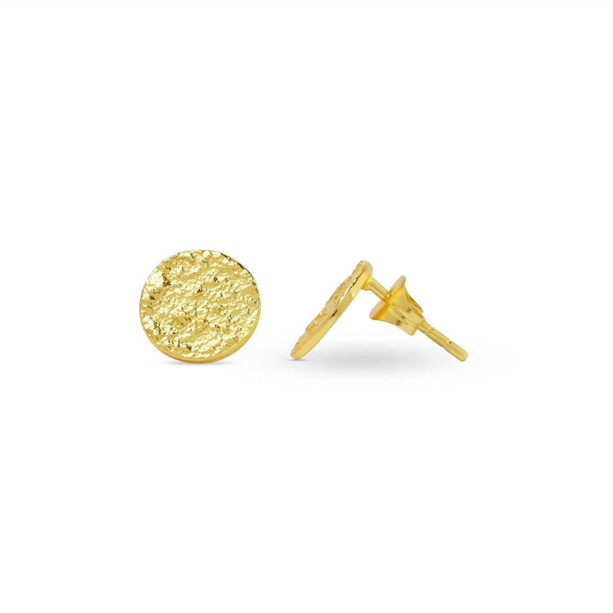 Round Hammered Stud Earrings - La Vitá Jewels
