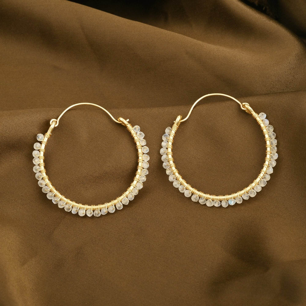Moonlight Whispers Beads Wire Wrap Hoop Earring - La Vitá Jewels