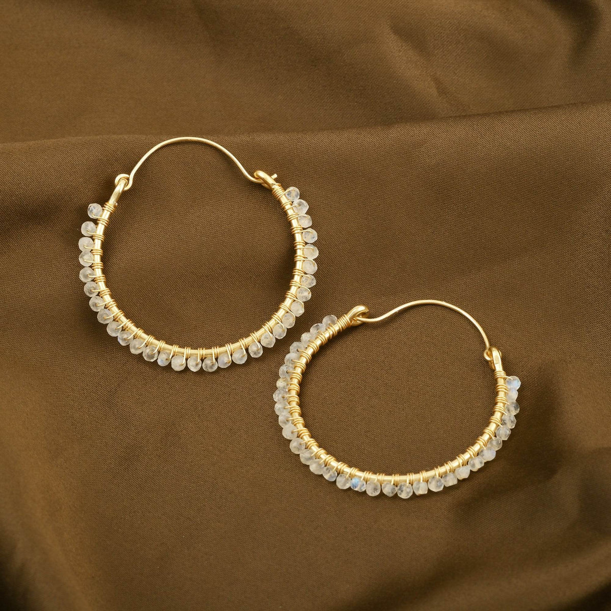 Moonlight Whispers Beads Wire Wrap Hoop Earring - La Vitá Jewels
