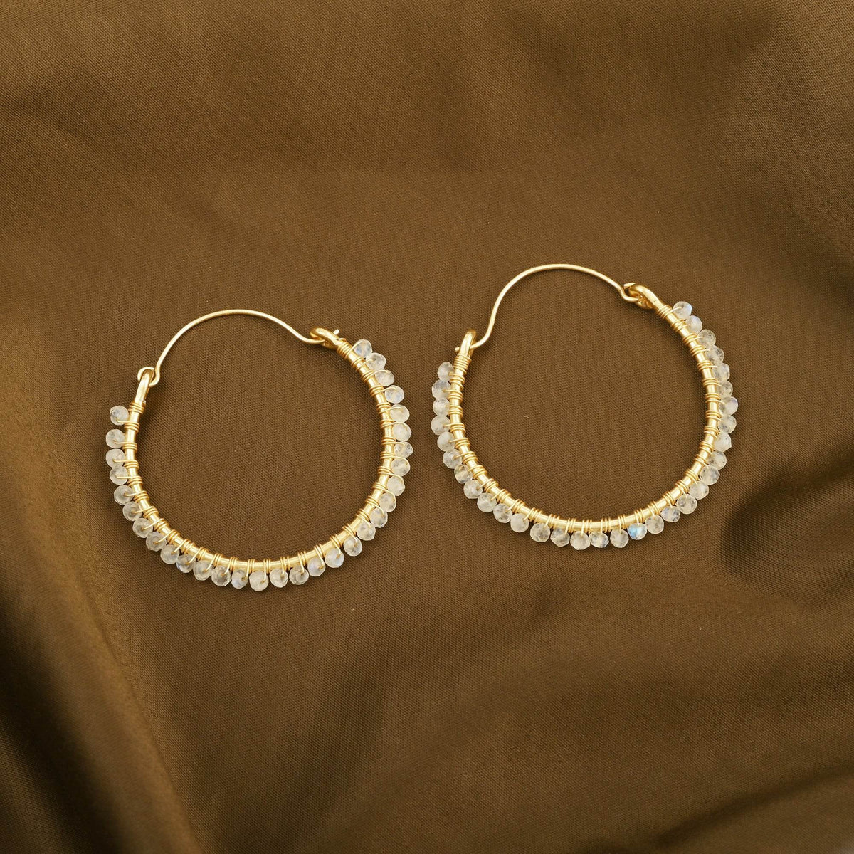 Moonlight Whispers Beads Wire Wrap Hoop Earring - La Vitá Jewels