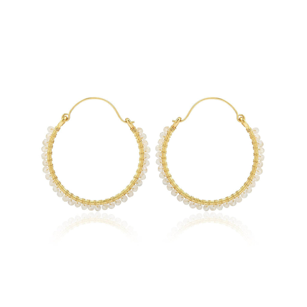Moonlight Whispers Beads Wire Wrap Hoop Earring - La Vitá Jewels