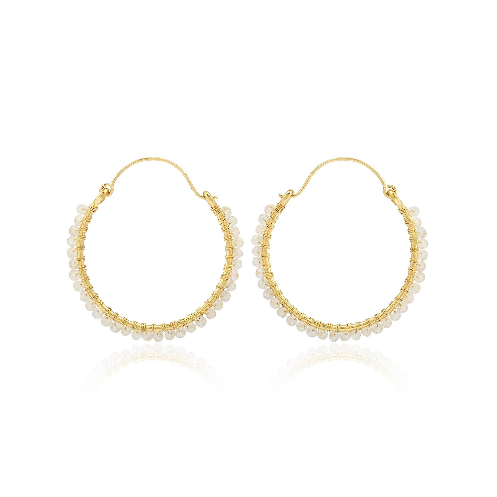 Moonlight Whispers Beads Wire Wrap Hoop Earring - La Vitá Jewels