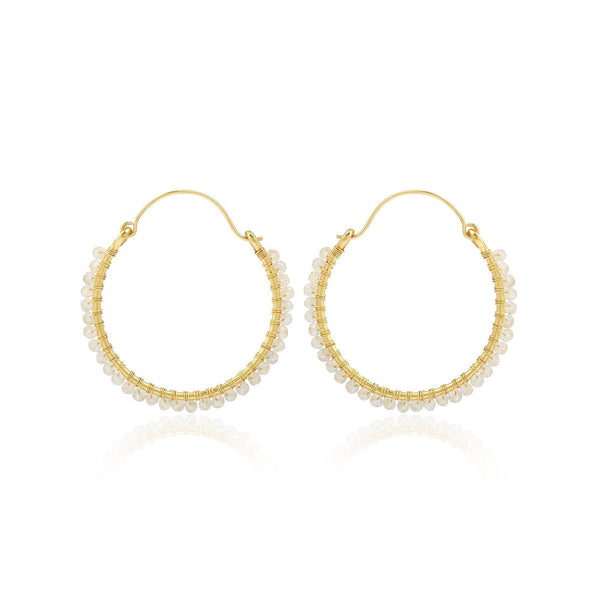 Moonlight Whispers Beads Wire Wrap Hoop Earring - La Vitá Jewels