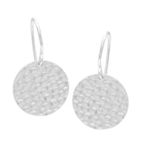 Gold Silver Plated Round Hammered Disc Metal Dangle Earrings