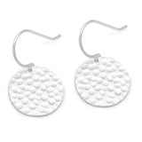 Gold Silver Plated Round Hammered Disc Metal Dangle Earrings