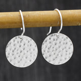 Gold Silver Plated Round Hammered Disc Metal Dangle Earrings