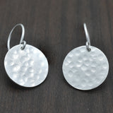 Gold Silver Plated Round Hammered Disc Metal Dangle Earrings