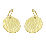 Gold Silver Plated Round Hammered Disc Metal Dangle Earrings