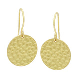 Gold Silver Plated Round Hammered Disc Metal Dangle Earrings