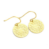 Gold Silver Plated Round Hammered Disc Metal Dangle Earrings