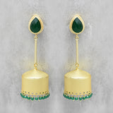 gold Jhumka Earrings Green onyx jhumka for women handmade