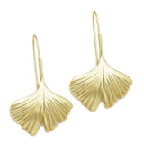 Biloba-Ginkgo Leaf dangle Earrings in  22k