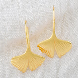 Biloba-Ginkgo Leaf dangle Earrings in  22k