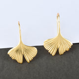 Biloba-Ginkgo Leaf dangle Earrings in  22k