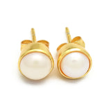 Freshwater Pearl stud Earrings 8MM round shape stud Earrings 22k  Earrings