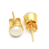 Freshwater Pearl stud Earrings 8MM round shape stud Earrings 22k  Earrings