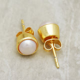 Freshwater Pearl stud Earrings 8MM round shape stud Earrings 22k  Earrings